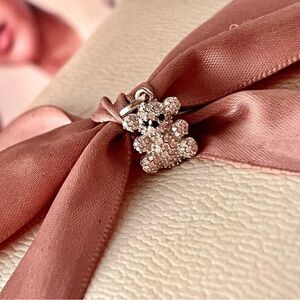 Tiny Sparkling Silver Bear Pendant